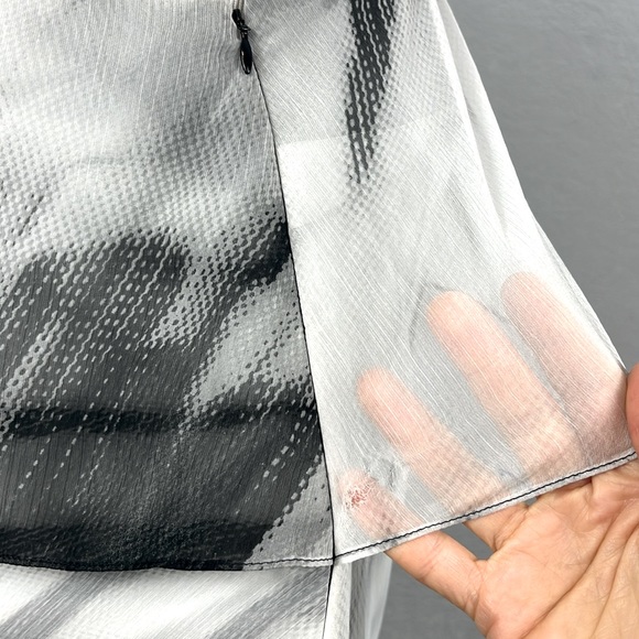 Halston Heritage women one shoulder tie-dye long caftan‎ dress gray/black size 4 - Picture 13 of 13